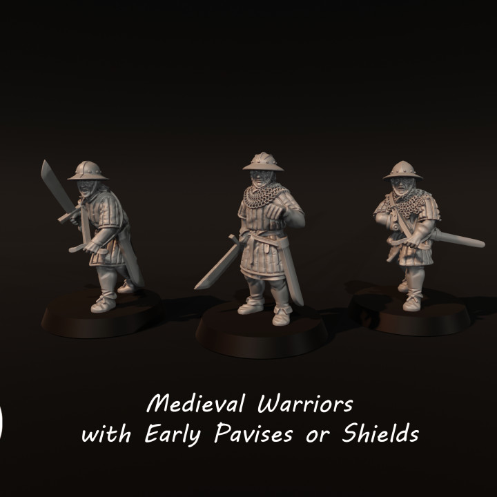 Medieval Warriors With Early Pavises or Shields