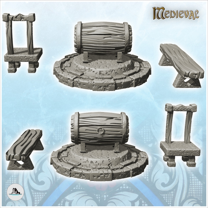 Interior accessory set with barrel (1) - Medieval Gothic Feudal Old Archaic Saga 28mm 15mm
