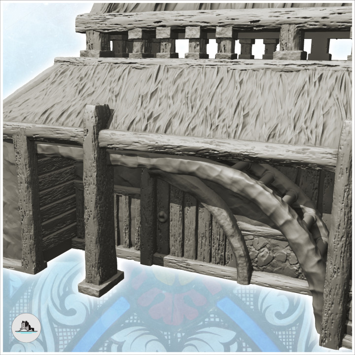 Medieval building with very high roof and entrance canopy (7) - Medieval Gothic Feudal Old Archaic Saga 28mm 15mm