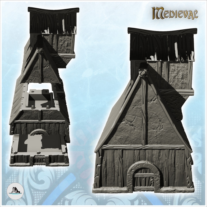 Long building with second floor and chimney at the end (18) - Medieval Feudal Old Archaic Saga 28mm 15mm image