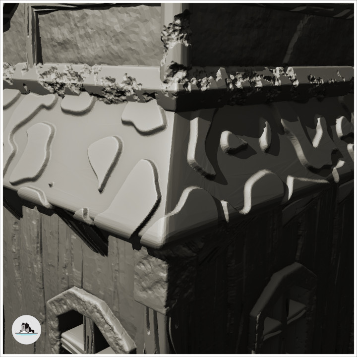 Wooden building with tiled roof and second floor (27) - Medieval Feudal Old Archaic Saga 28mm 15mm