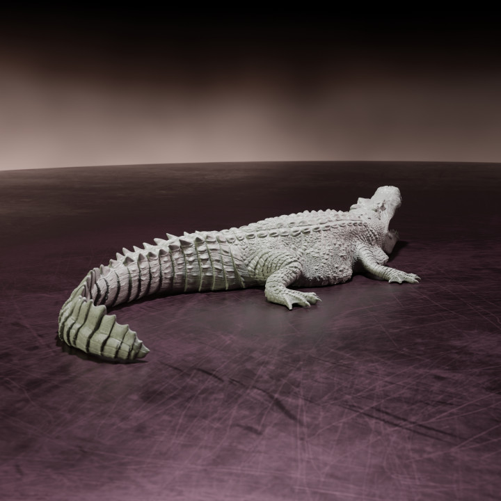 Deinosuchus resting - pre-supported prehistoric crocodile/alligator image