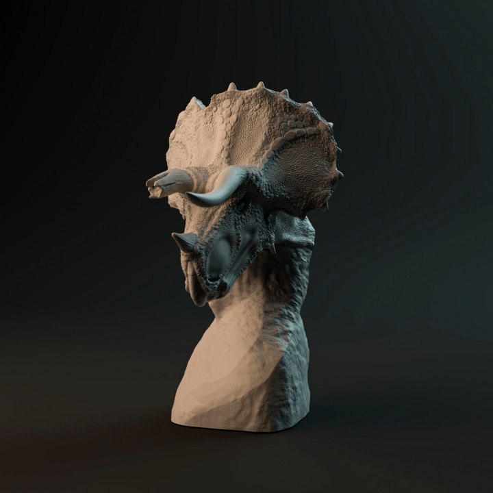 Triceratops bust - pre-supported dinosaur head image