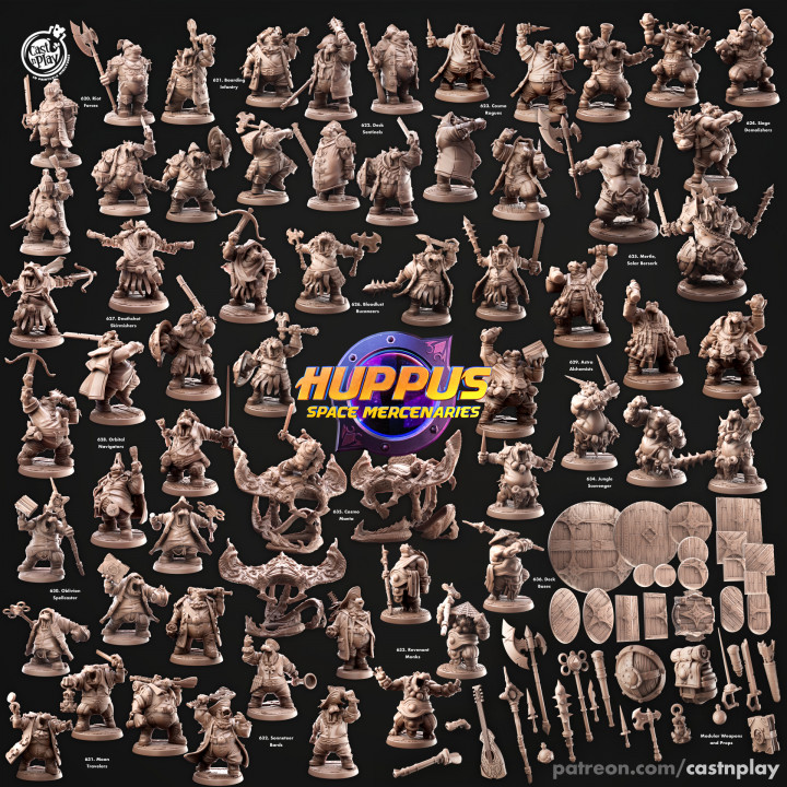 Huppus, Space Mercenaries (Pre-Supported) (Set) - MyMiniFactory