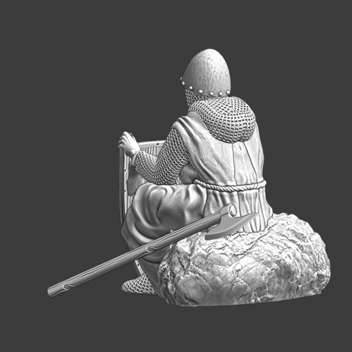 Medieval warrior sitting and resting