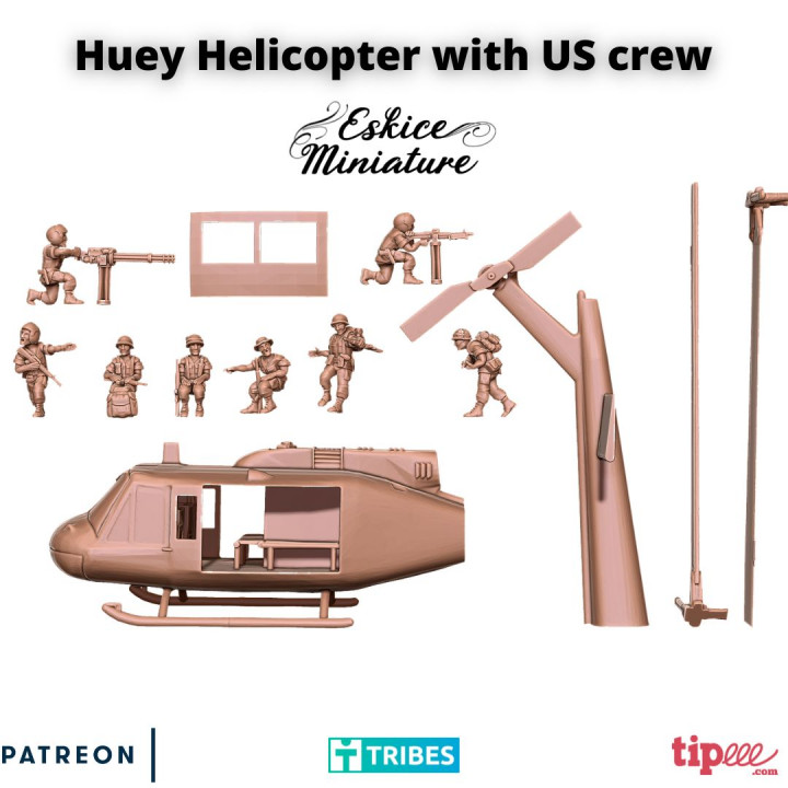 Bell UH-1 "Huey" helicopter with US Crew - 28mm