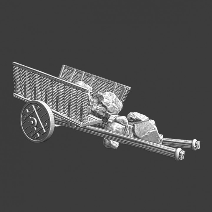 Damaged medieval wagon - stone transport image
