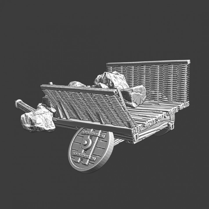 Damaged medieval wagon - stone transport image