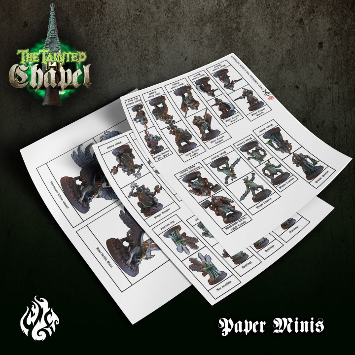 "The Tainted Chapel" : Monster Templates, Paper miniatures & Battle Maps