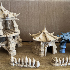 Picture of print of Orc Terrain tower house and barricade FDM supportless