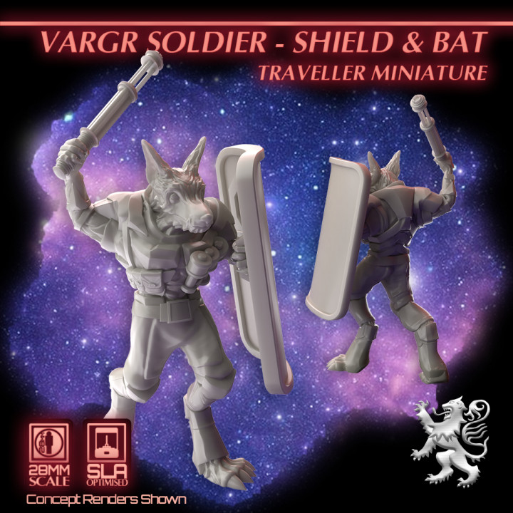 Vargr Soldier - Shield & Bat Traveller Miniature image