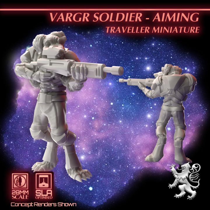 Vargr Soldier - Aiming Traveller Miniature