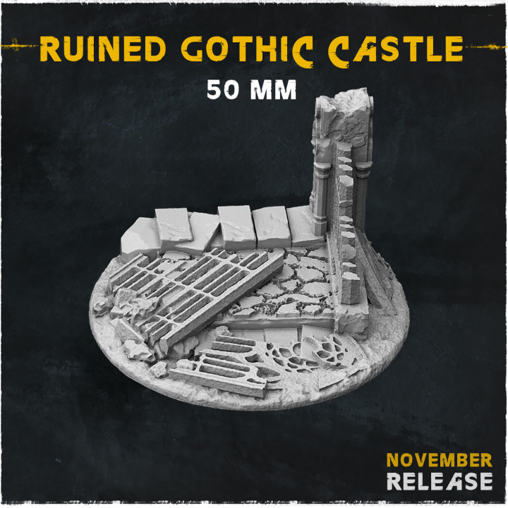 Ruined Gothic Castle (Small Set) - Wargame Bases & Toppers 2.0