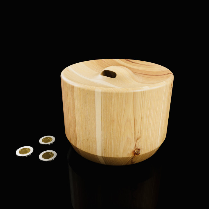 WOODEN COIN BANK image