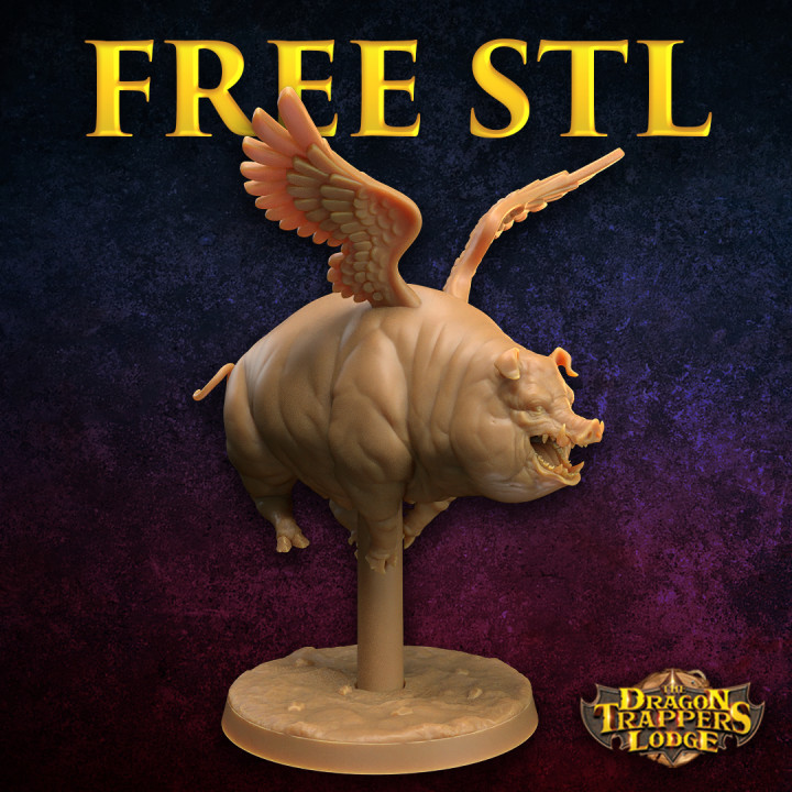 Free Flying Pig STL | PRESUPPORTED | Revenge of the Farmomancer image