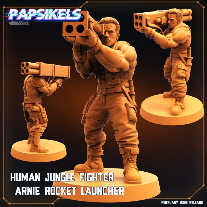 HUMAN JUNGLE FIGHTER ARNIE ROCKET LAUNCHER image