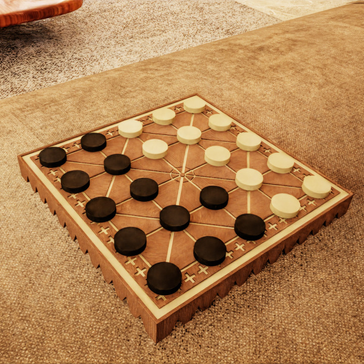 3d Printable Alquerque Board Game By Lazy Bear