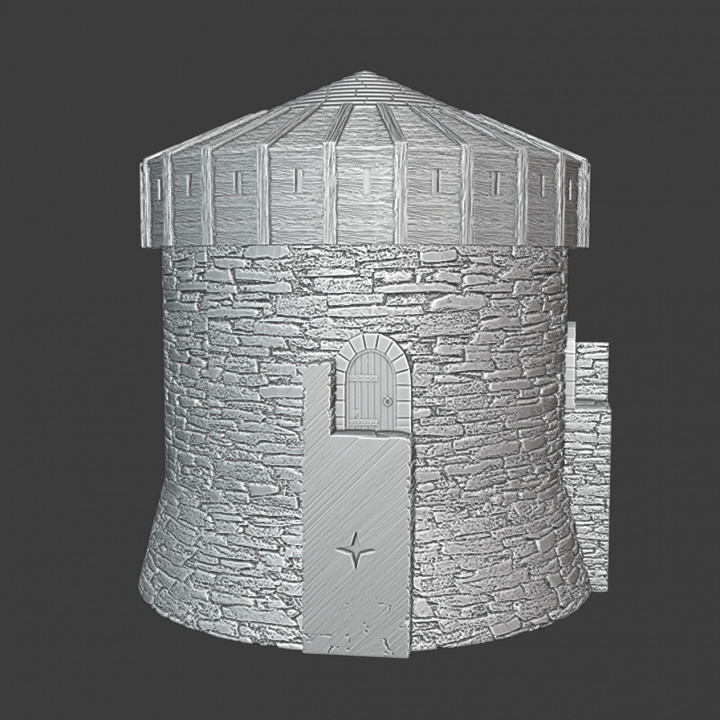 Medieval round tower with defenses - Modular Castle system image