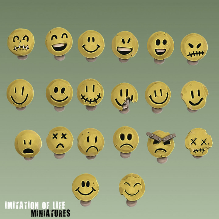 Emoji mask heads - 20 X Male heads for conversions. image