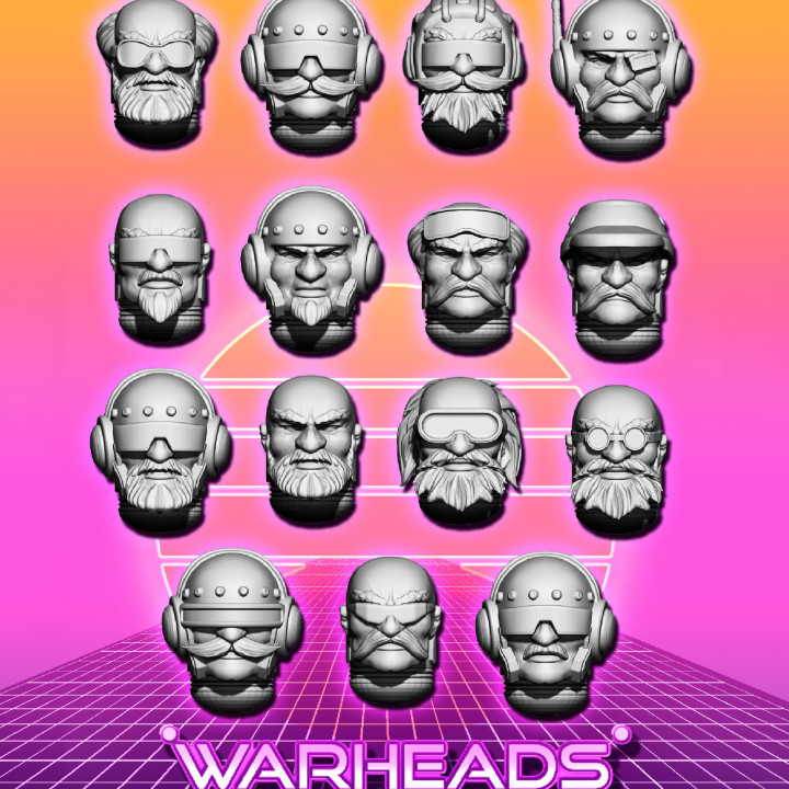 Futuristic Dwarf Heads! Beards, Motorcycles and Warm Beer! (30 heads)