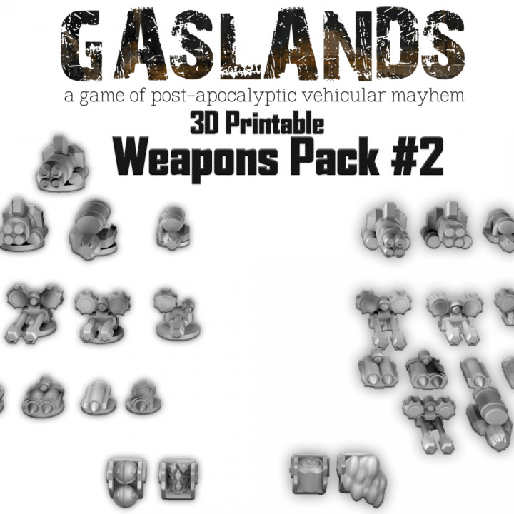 Gaslands Weapon Pack 2 - 3d Printable image