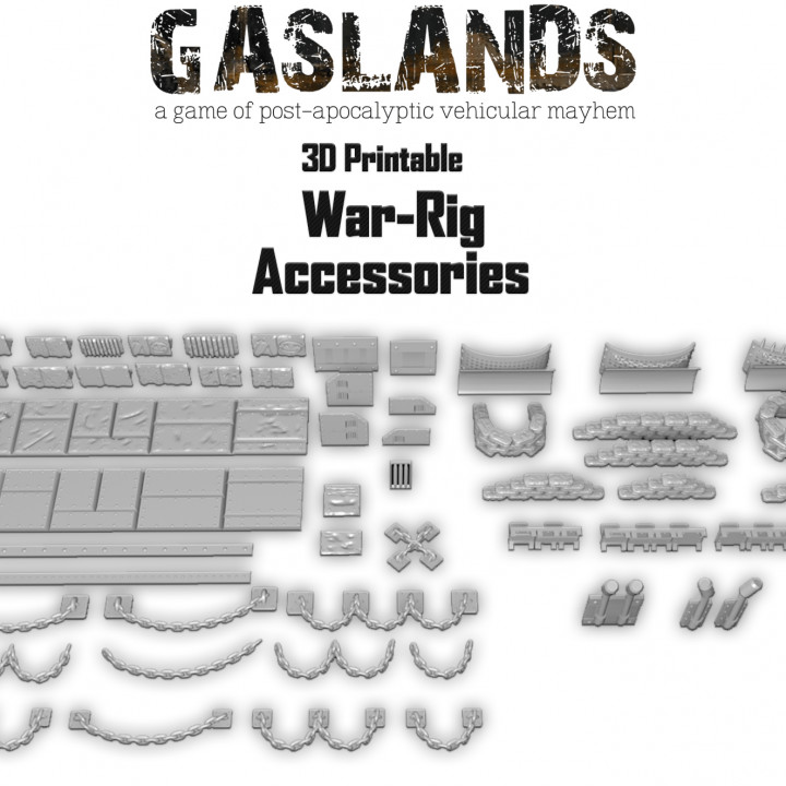 Gaslands War-Rig Accessories - 3D Printable image