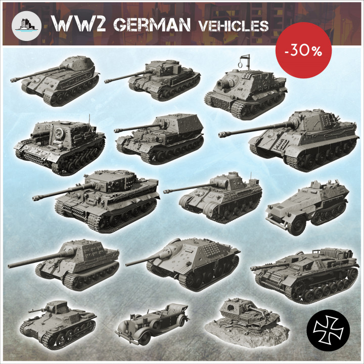 German vehicles WW2 pack - Germany Eastern Western Front Normandy Stalingrad Berlin Bulge WWII image