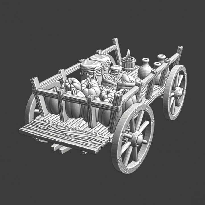 Medieval Supply wagon with pumpkins and other food