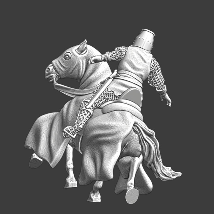 Medieval crusader knight on falling horse image
