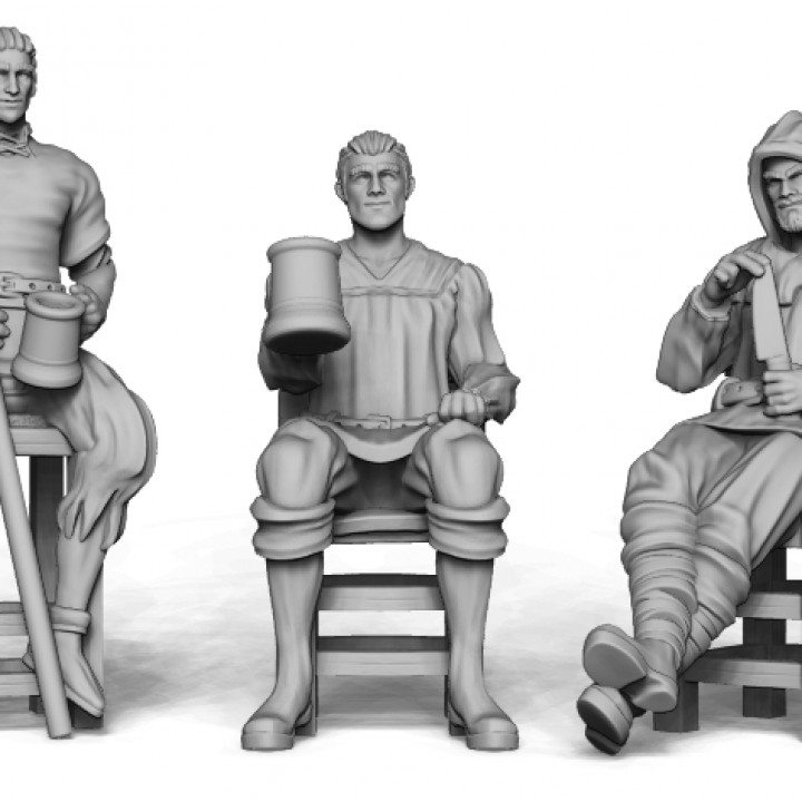 Tavern Patrons Sitting - Fantasy Tavern District Kickstarter image