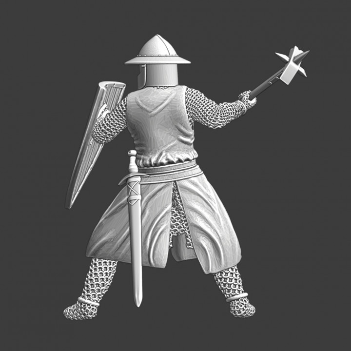 Medieval crusader knight with warhammer image