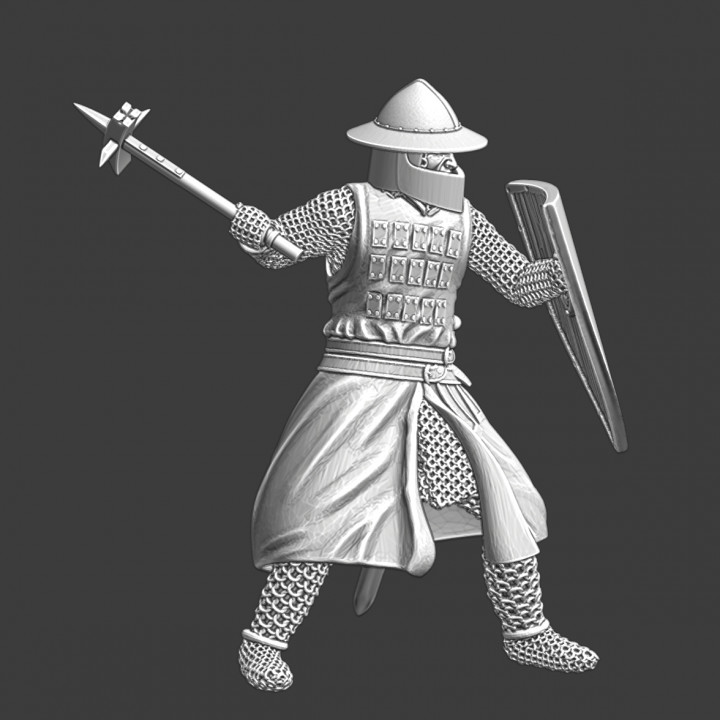 Medieval crusader knight with warhammer image