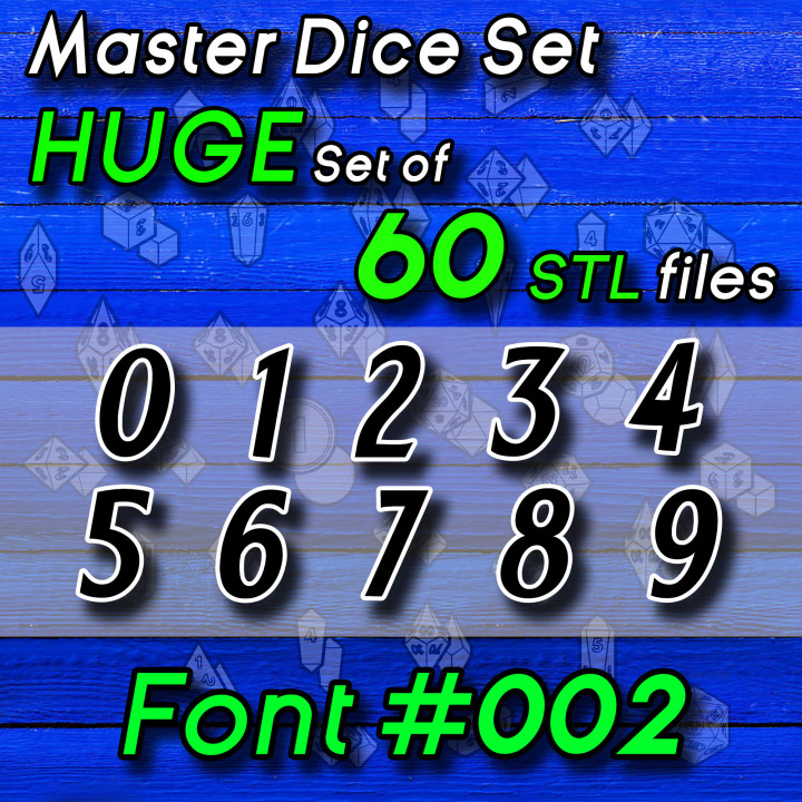 Font 002 - Complete set of 60 Dice Shapes image