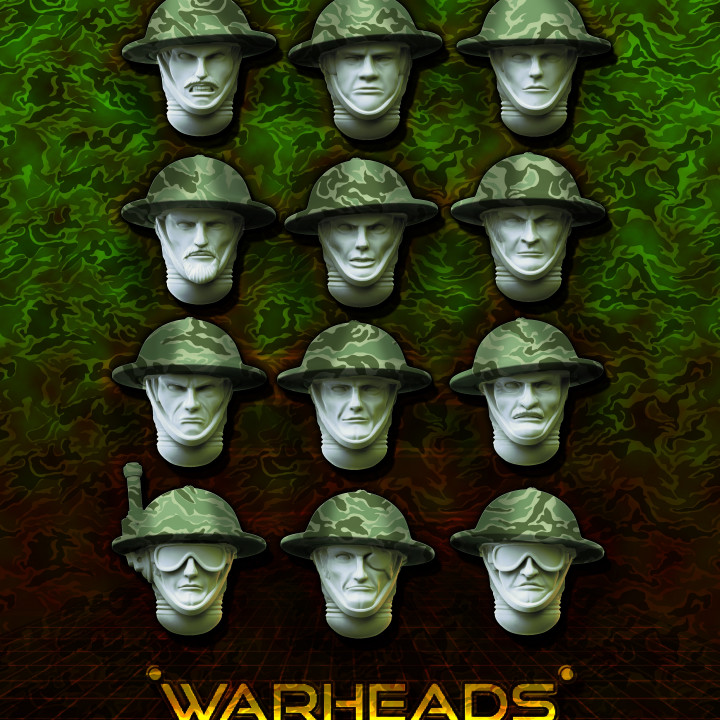 British Helmets Heads! Blast from the past! 28mm (12 heads)