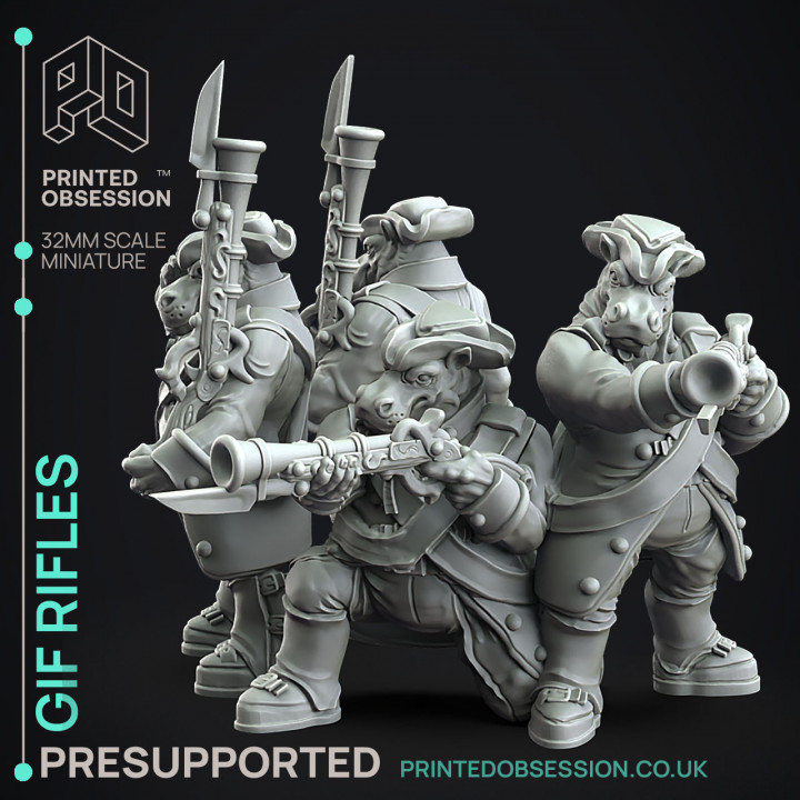 Giff Riflemen x4 - Weird Shores - PRESUPPORTED - 32mm scale image