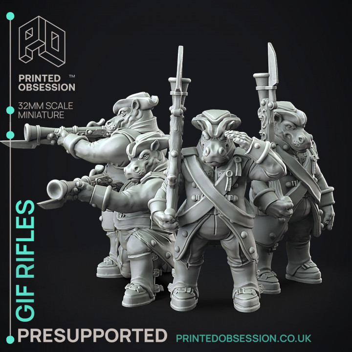 Giff Riflemen x4 - Weird Shores - PRESUPPORTED - 32mm scale image