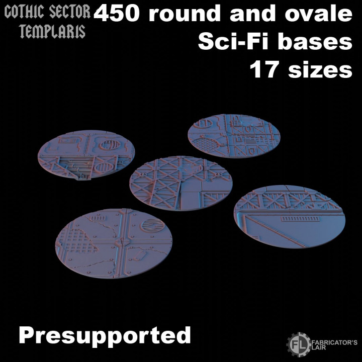 450 ROUND AND OVALE SCI-FI BASES 17 SIZES image