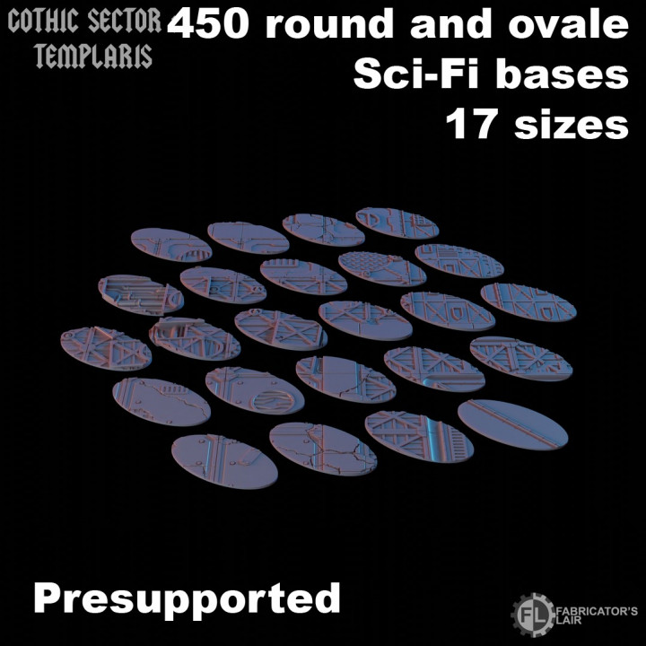 450 ROUND AND OVALE SCI-FI BASES 17 SIZES image