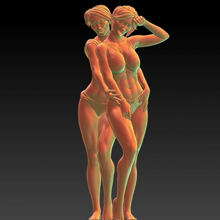 Girls in lingerie - Sisters -EROTIC MINIATURE 75 MM SCALE image