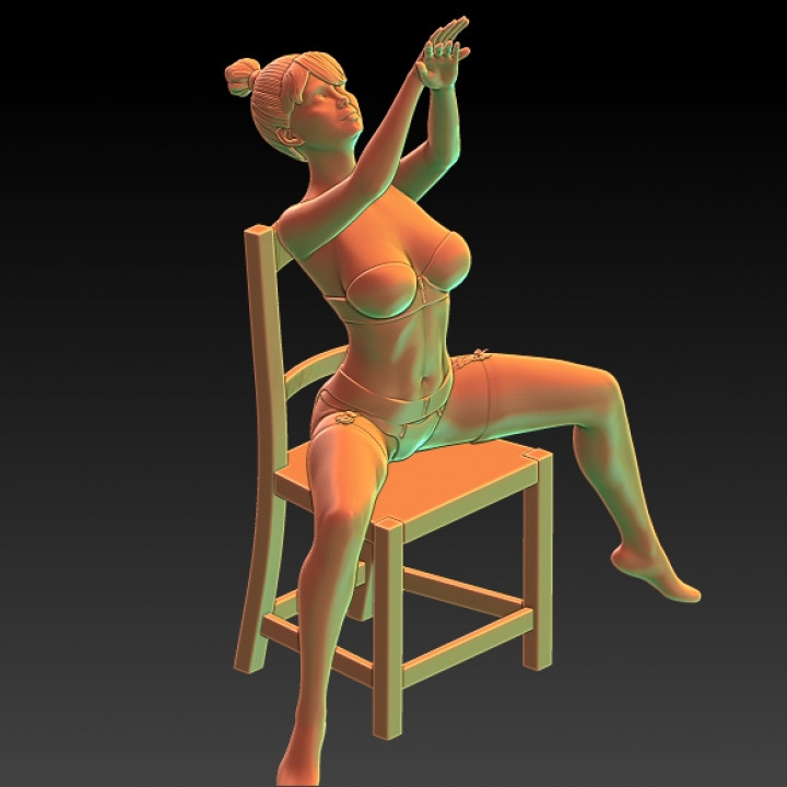 Girls in lingerie - chair dance -EROTIC MINIATURE 75 MM SCALE