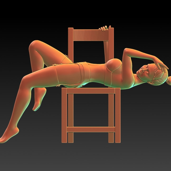 Girls in lingerie - chair dance -EROTIC MINIATURE 75 MM SCALE image