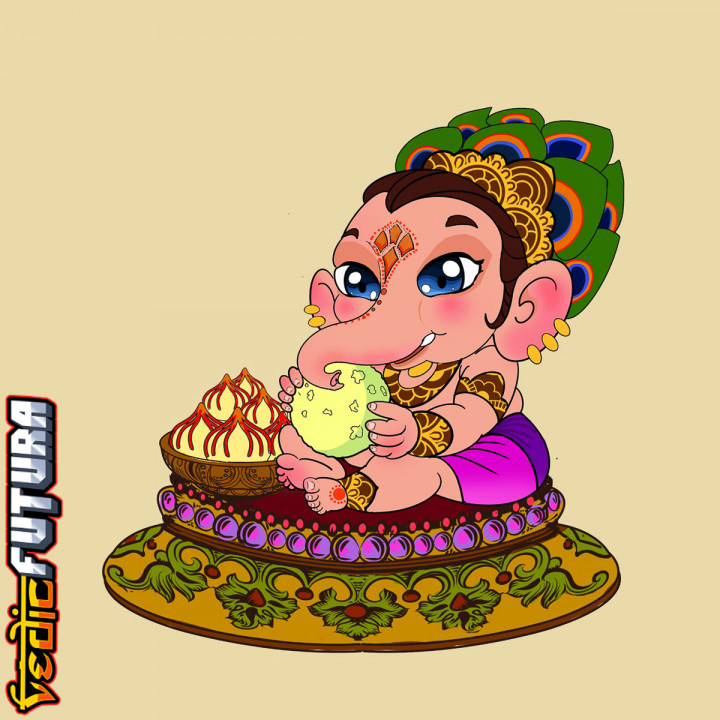 Chibi Ganesh Baby - Lover of Ladoos [Easy Paint] image