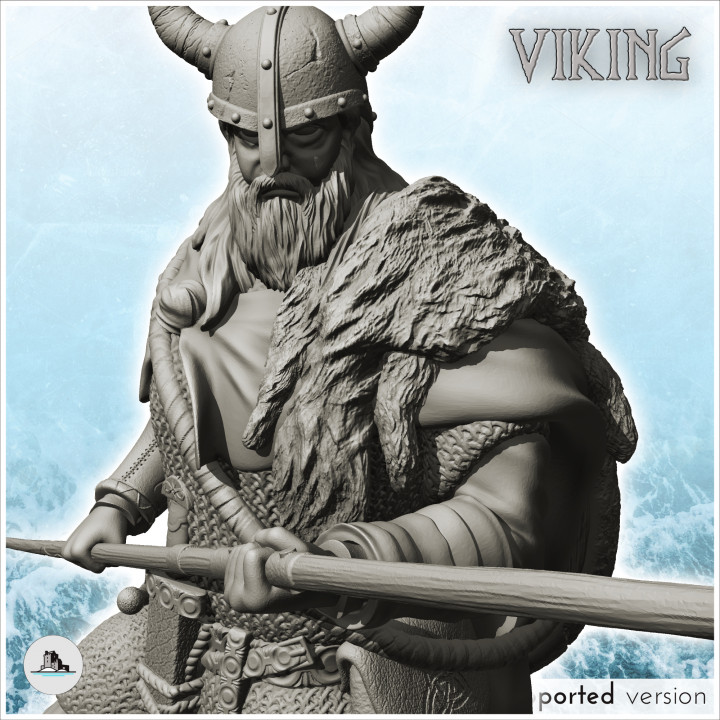 Viking warrior with horned helmet and spear (15) - North Northern Norse Nordic Saga 28mm 20mm 15mm