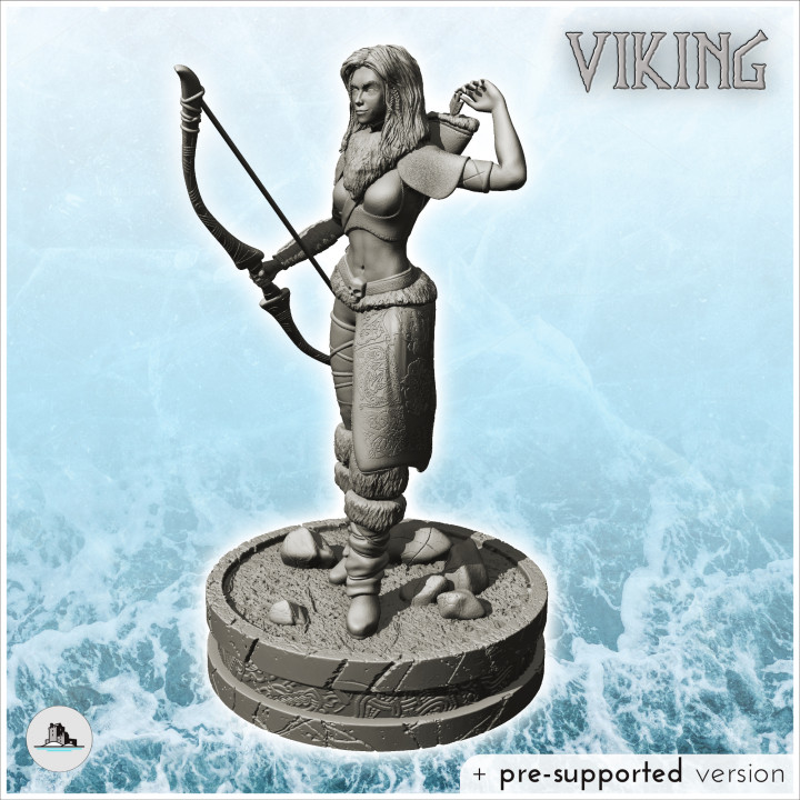 Female Viking archer with leather boots and animal skin armor (19) - North Northern Norse Nordic Saga 28mm 20mm 15mm image