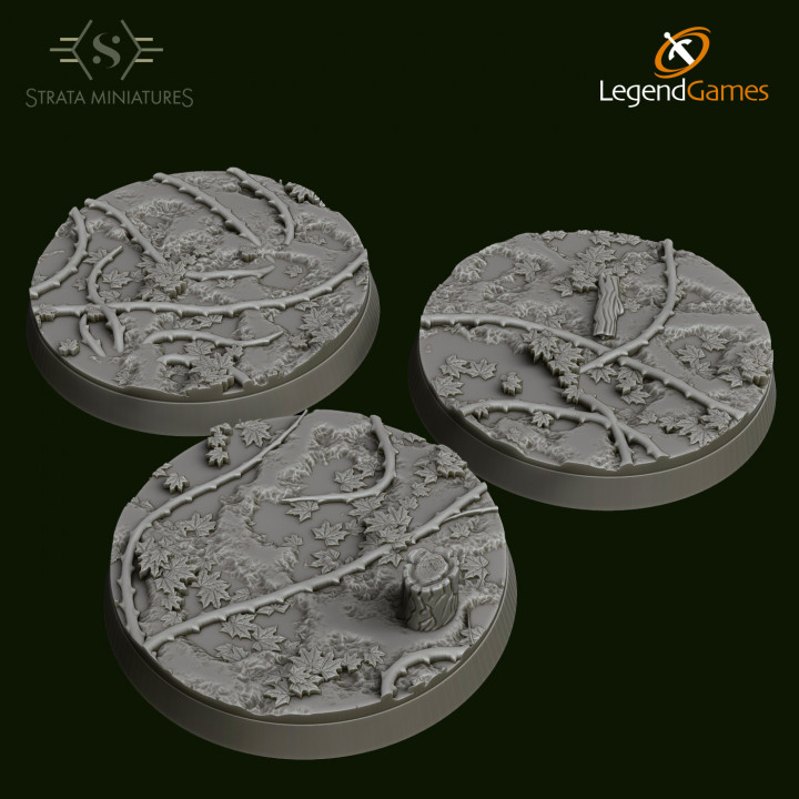 Strata Miniatures - Forest Bases 40mm Round x3