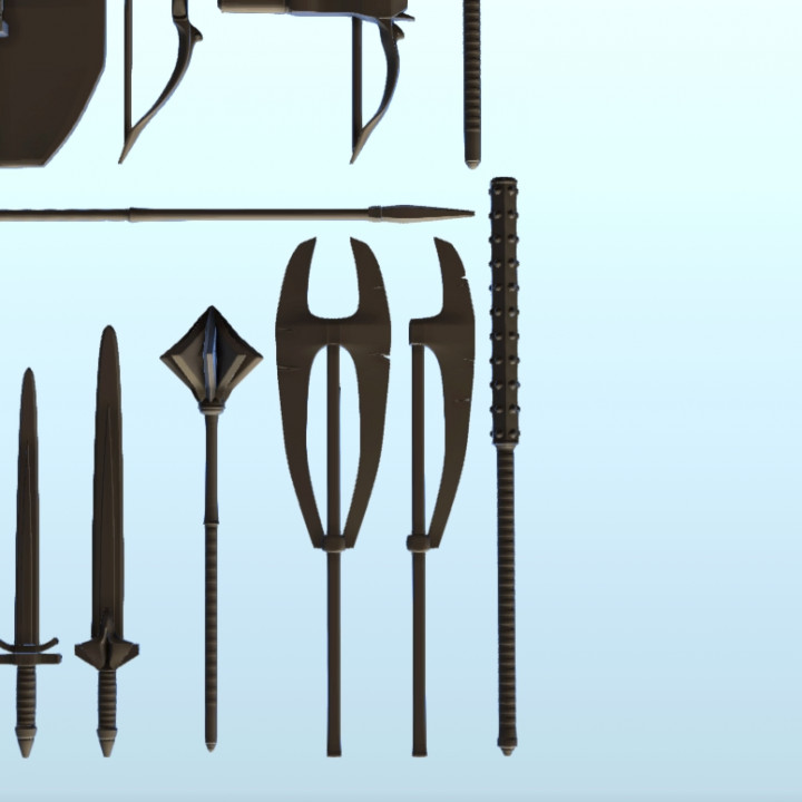 Set of Medieval weapons (1) - Medieval fight war guns axe cleaver bow boomerang crossbow mace shield pickaxe image