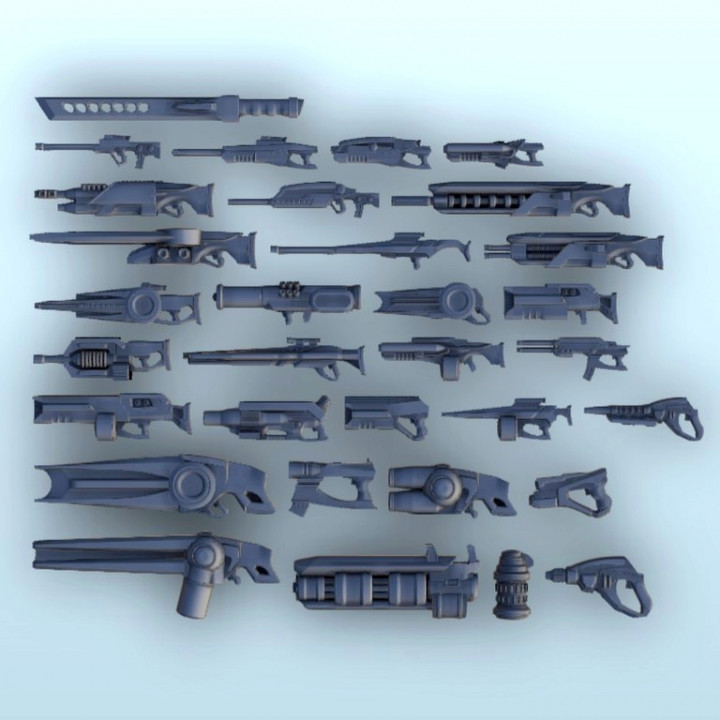 Set of Sci-Fi weapons (5) - Future Sci-Fi SF Post apocalyptic Tabletop Scifi image