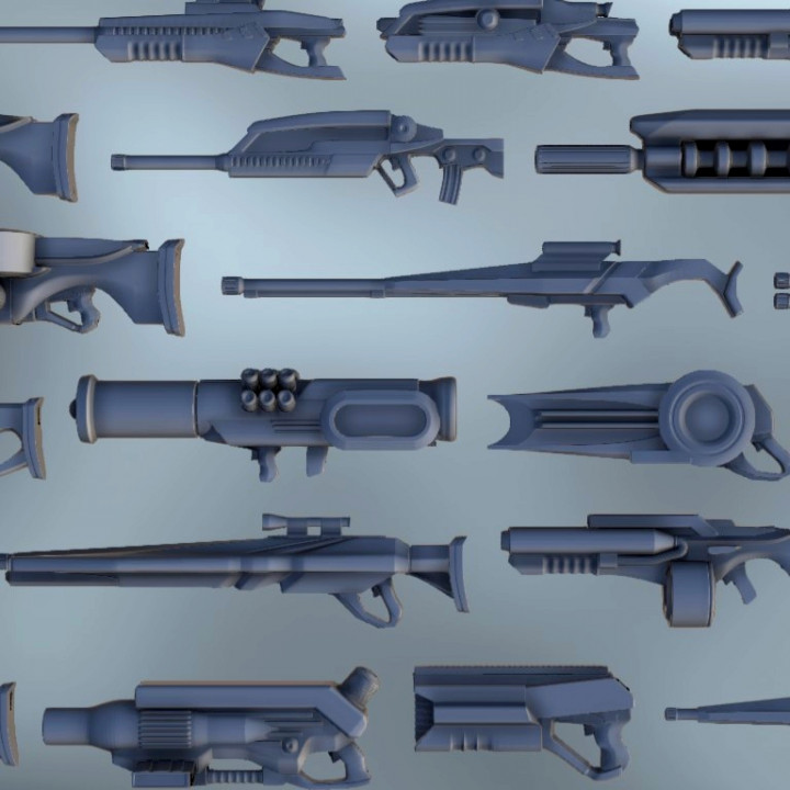 Set of Sci-Fi weapons (5) - Future Sci-Fi SF Post apocalyptic Tabletop Scifi image