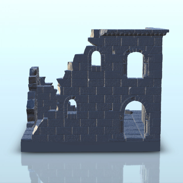 3D Printable Ruin of old citadel with columns and stair (10