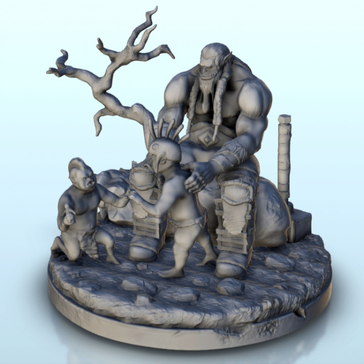 Orc family with father and children 9 - Ork Green Horde Fantasy Beast Chaos Demon Ogre image